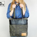 LEATHER TOTE BAG MILITARY GREEN - 1