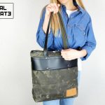 LEATHER TOTE BAG MILITARY GREEN - 4